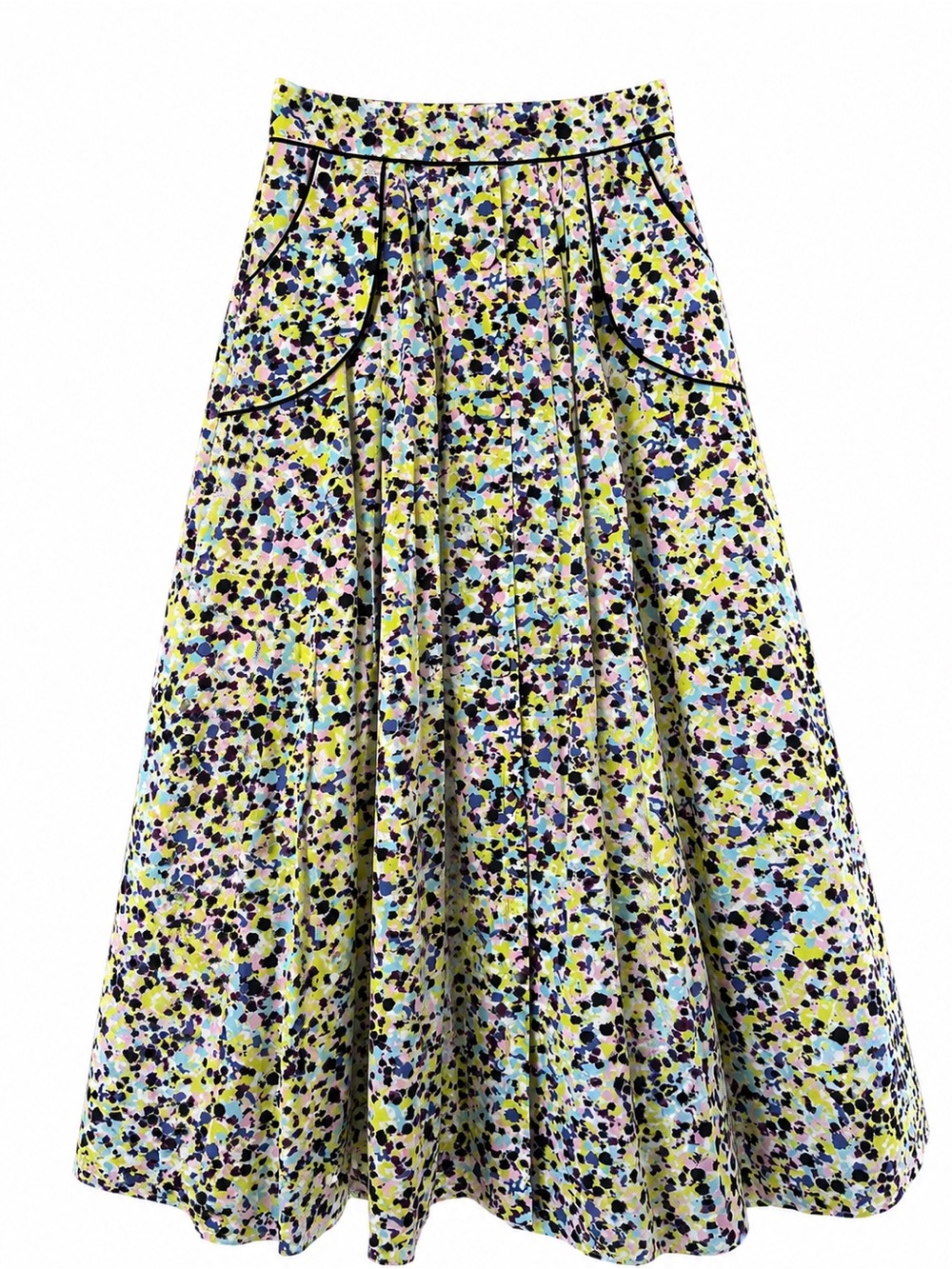 Hanane Hotait Multicolor Printed Cotton Midi Skirt Size 36 NWT